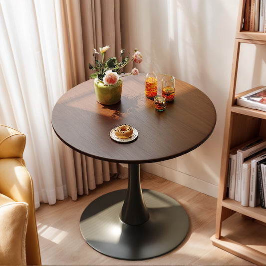 Walnut Round Table, Modern Dining Table, Dining Table,MDF Top and Steel Base Tulip Round Kitchen Table,Kitchen Table, Mid Century Coffee Table for Living Room 24 Inch,Oval Dining Table,Mother's day