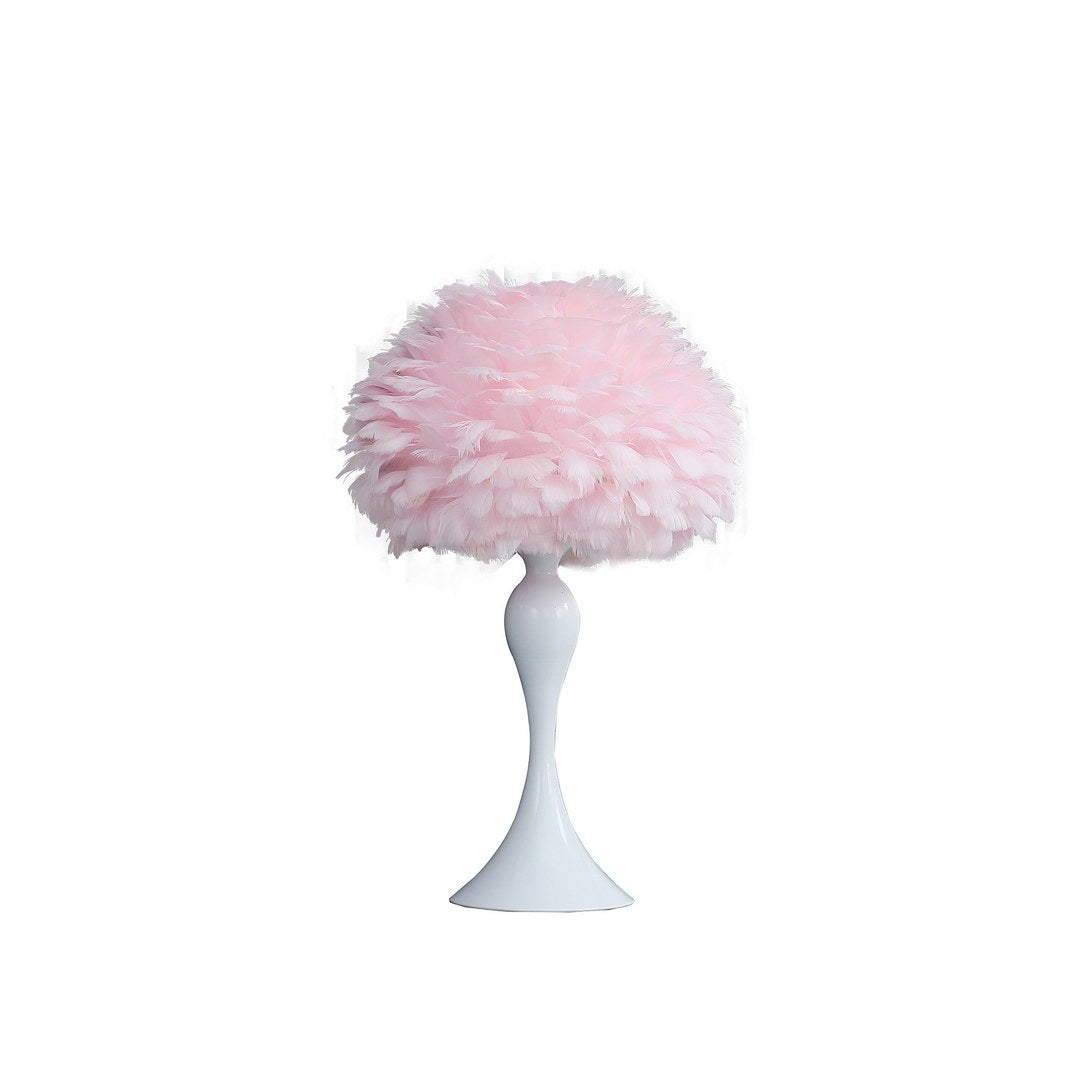 18.25'In Soft Pink Feather Aquina Crisp White Contour Glam Table Lamp