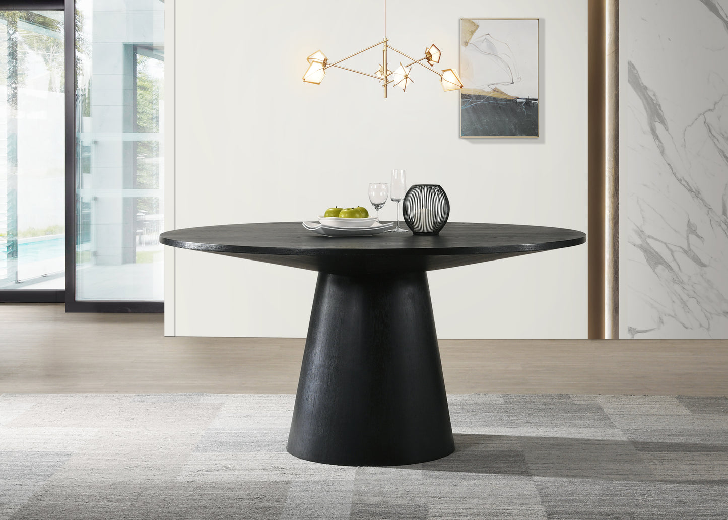 Jasper Ebony Black 59' Wide Contemporary Round Dining Table