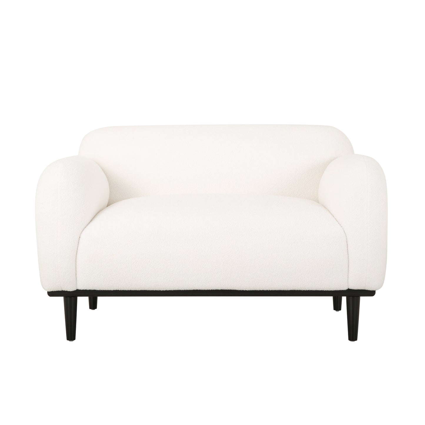 Sway Upholstered Loveseat with Wood Legs and Round Arms, White