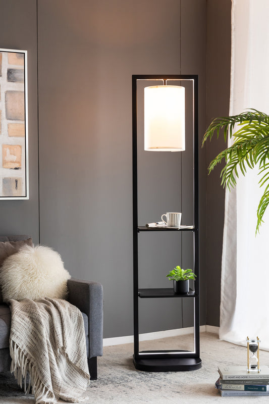 16.5x17x74' Two Tiered Vertical Shelving Stand with Light (Not include Bulb)