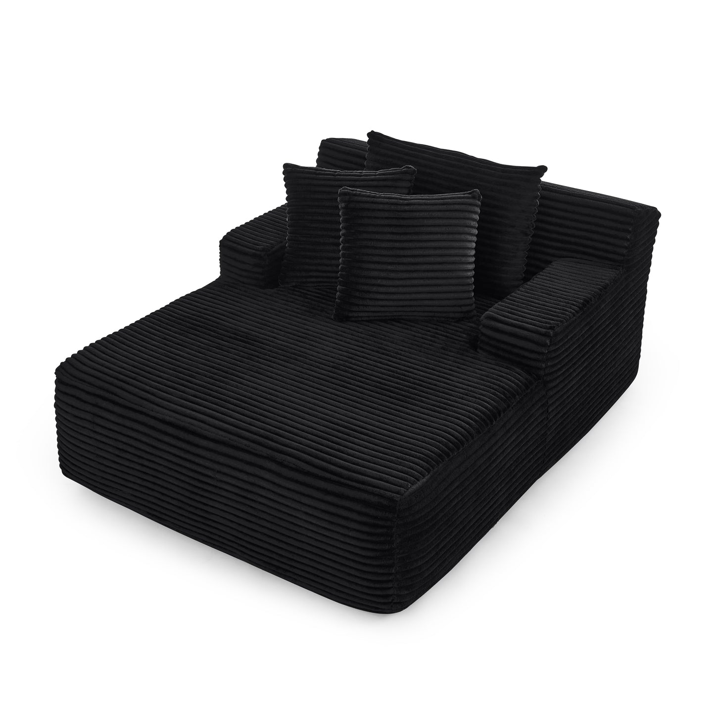Modern Velvet Fabric Single Lazy Sofa Lounge Chair, Indoor Use, Black, No Assembly Required
