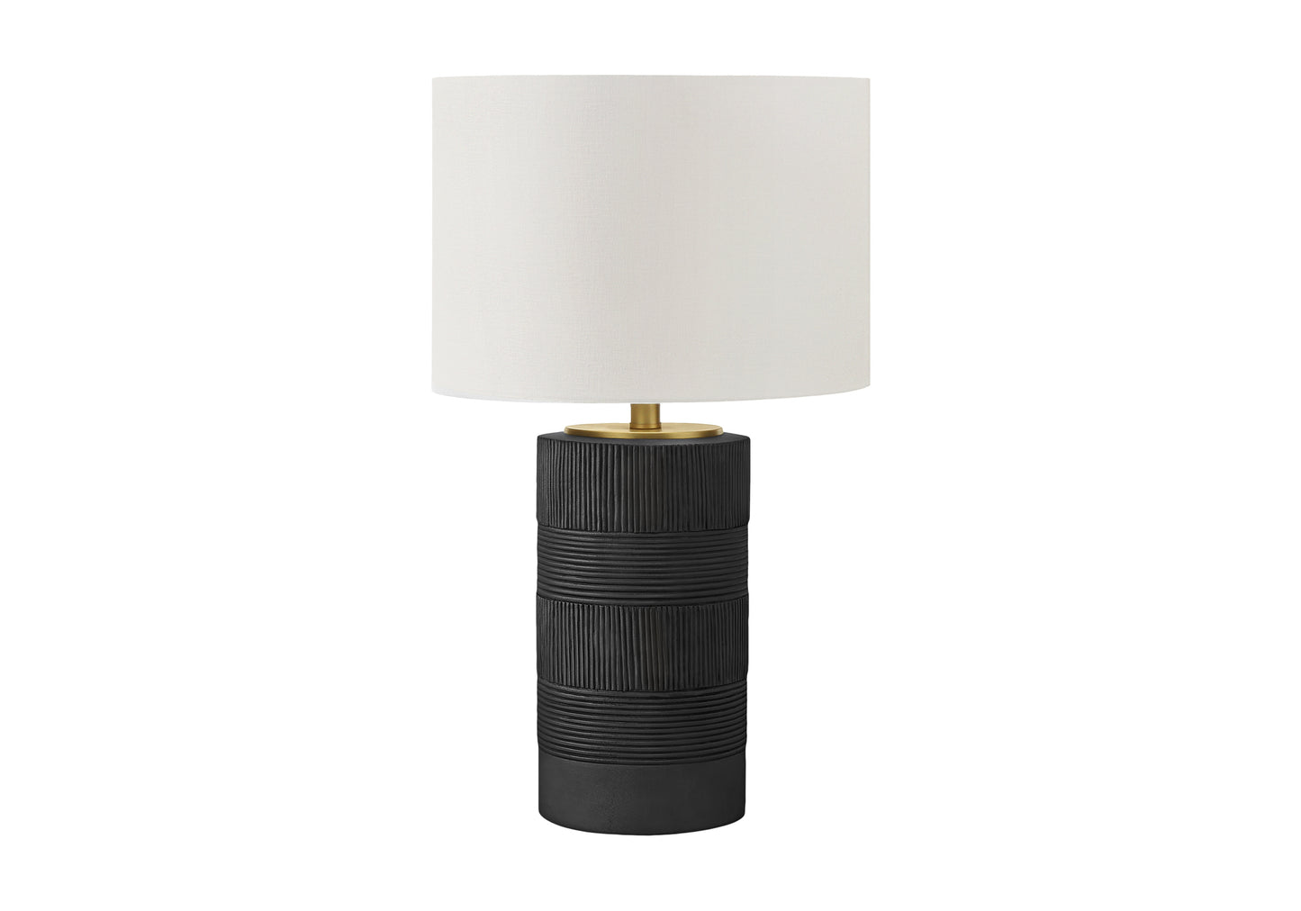 Lighting, 24'h, Table Lamp, Black Resin, Ivory / Cream Shade, Contemporary