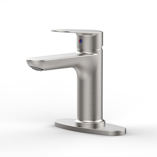 Brushed Nickel Single Handle Bathroom Faucet with Deck For 1 or 3 Holes,Laundry Vanity Sink Faucet with Two 9/16' Hoses