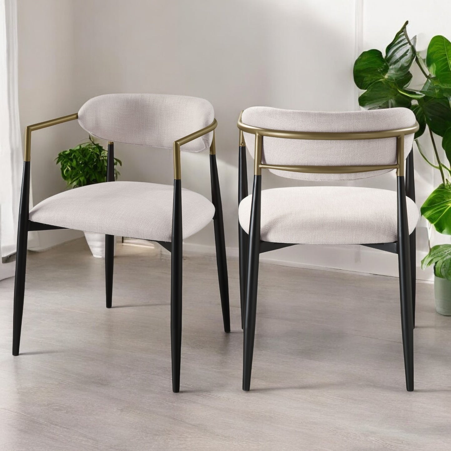 Jaramillo Beige Linen & Black Finish Side Chair (Set of 2)