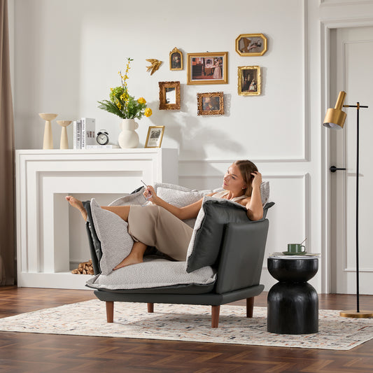 Modern Style Chenille Oversized Armchair Accent Chair Single Sofa Lounge Chair for Living Room, Bedroom