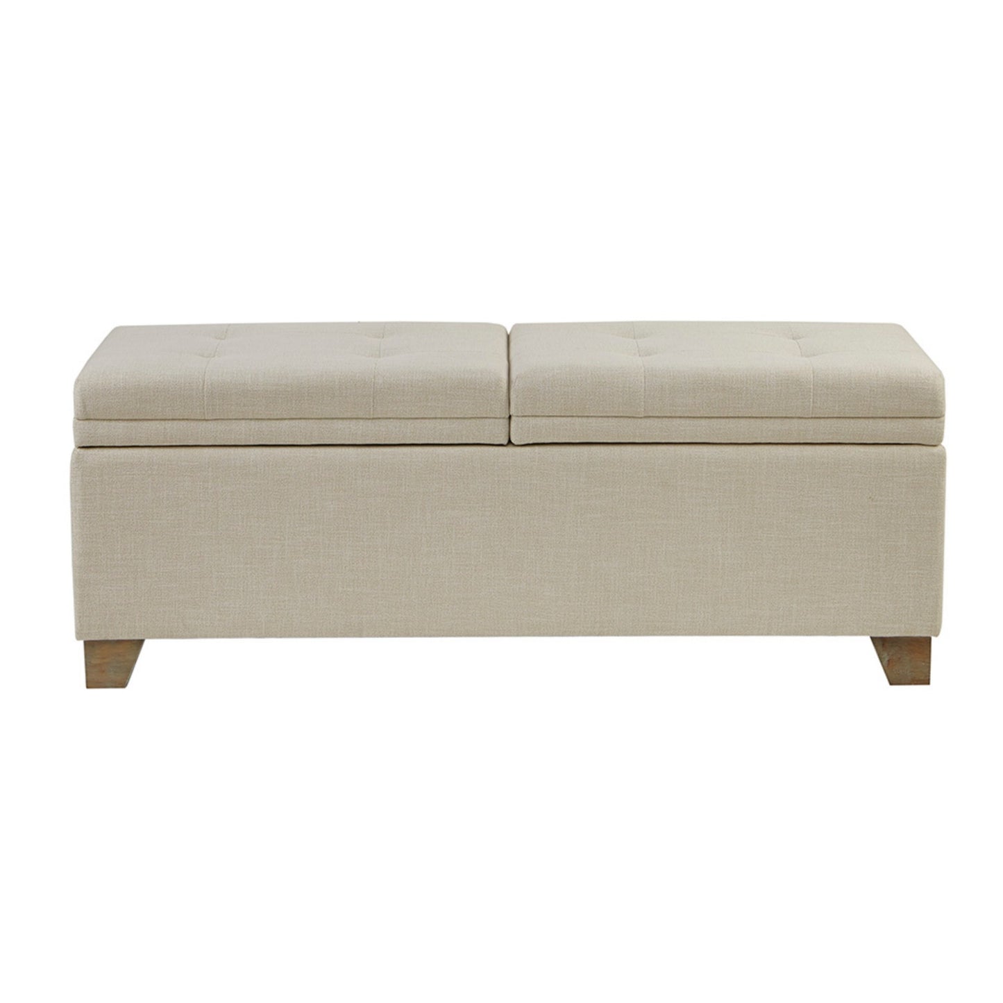 Soft Close Storage Bench Upholstered Natural Fabric Solid Wood 52.5'