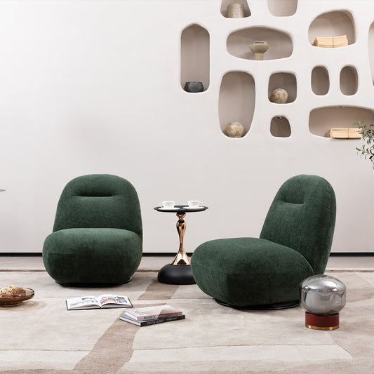 Larger Luxury Modern Swivel Accent Chair, Tight Back Ice Flower Velvet Sofa Chair, Minimalist Style Comfy Single Cloud Chair Armless Cozy Chair for Living Room Apartment Reception Space