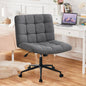 Homw Office Desk Chair with Wheels, Armless Desk Chair with Lumbar Support, Adjustable Height 360° Rolling Swivel Computer Chairs for Home Office Study Room, Linen, Dark Grey