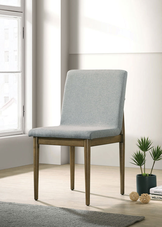 Natural Tone Frame Light Gray Fabric Set of 2pc Side Chairs Dining Room Furniture Chair Upholstered Seat