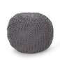 Hazel Modern Knitted Cotton Yarn Round Pouf with Eco-Friendly PET Fibers, Dark Grey, 20 x 20 inches