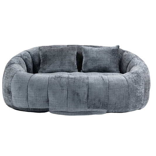 Contemporary Bean Bag Sofa Lazy Sofa Durable Comfort Lounger in Gray Chenille for Indoor & Outdoor Use