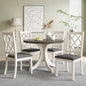 TOPMAX Mid-Century Solid Wood 5-Piece Round Dining Table Set, Kitchen Table Set with Upholstered Chairs for Small Places, Brown Table+Gray Chair(old sku:SH000226AAE)