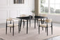 Modern Contemporary 5pc Dining Set Black Sintered Stone Table and Taupe Chairs Fabric Upholstered Stylish Furniture