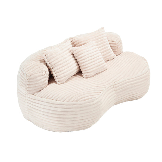 Bean Bag Sofa Lazy Sofa Comfort Lounger High Back Chair for Adults and Kids, Indoor & Outdoor, Beige Corduroy