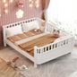 Full Size Wood Platform Bed for Kids, Wood Low Profile Full Bed with Rails for Girls and Boys, White(Patented Design)