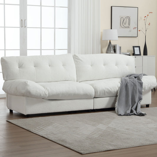 [VIDEO provided][New] Cloud Style Sofa, Teddy Velvet Fabric, Comfy Padded Cloud Couch for Living Room, Apartment