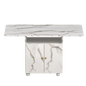 Versatile 47' White Marble MDF Folding Dining Table with Storage Rack and Cabinet, 6 Wheels