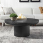 35.98inch Round Coffee Table with Cylindrical Leg,Wood Veneer Tabletop Table,Rounded  Sofa Side Table for living Room Office,Black
