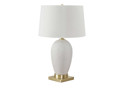 Lighting, 26'h, Table Lamp, White Ceramic, Ivory / Cream Shade, Transitional