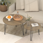 27.56'' Round Nesting Coffee Table Set of 2, Circular Nesting End Table Set, Round Wooden Tabletop, and Sturdy Metal Base for Living Room, bedroom, Brown