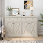 Vintage White Sideboard with Two Drawers and Four Doors for Living Room, Bedroom, and Kitchen, Room Storage Cabinet, Vintage White