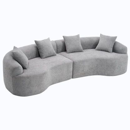 LY-025 Grey Curved Modular Sectional Sofa with 30D High-Density Chenille Upholstery, 110'' Long