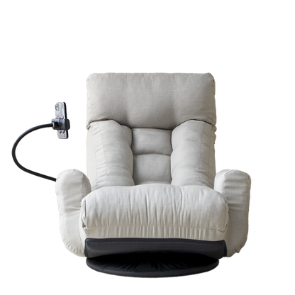 Adjustable Greay Swivel Lounge Chair with 360-Degree Rotating Seat and Headrest Support, Leisure Chair Deck Chair - Game Chair for Living Room