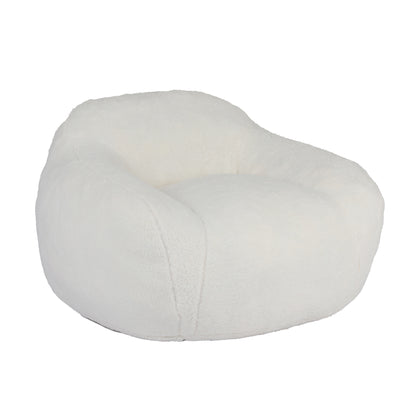 Giant Bean Bag Chair for Adults, Spacious Memory Foam Bean Bag Sofa with Armrests in Off White Teddy Fabric, Comfy Seating for Living Room or Bedroom