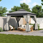 TREXM 10x10 Outdoor Gazebo Tent with Double Roofs, Patio Gazebo with Mosquito Netting, Patio Canopy for Backyard, Garden, Lawn and Deck (Grey)