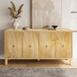 Vintage 4 Door Storage Cabinet, Carved Scatter Pattern Dining Sideboard, Large Buffet with Adjustable Shelves, Multifunctional Accent Cabinet Living Room Console Cabinet (Natural)