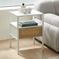 15.75' Rattan End table with  drawer, Modern nightstand, metal legs,side table for living room, bedroom,white(1 pc)