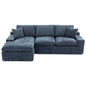 Cloud Sectional Sofa 107.9' Upholstered Sofa Couch with Double-layer Cushion and Side Pockets, Blue Chenille Fabric