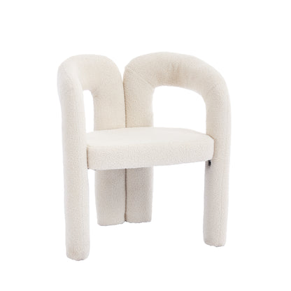 COOLMORE Contemporary Designed Velvet Fabric Upholstered Accent/Dining Chair Beige Teddy Armchair Set of 2