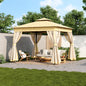 TREXM 10x10 Outdoor Gazebo Tent with Double Roofs, Patio Gazebo with Mosquito Netting, Patio Canopy for Backyard, Garden, Lawn and Deck (Beige)