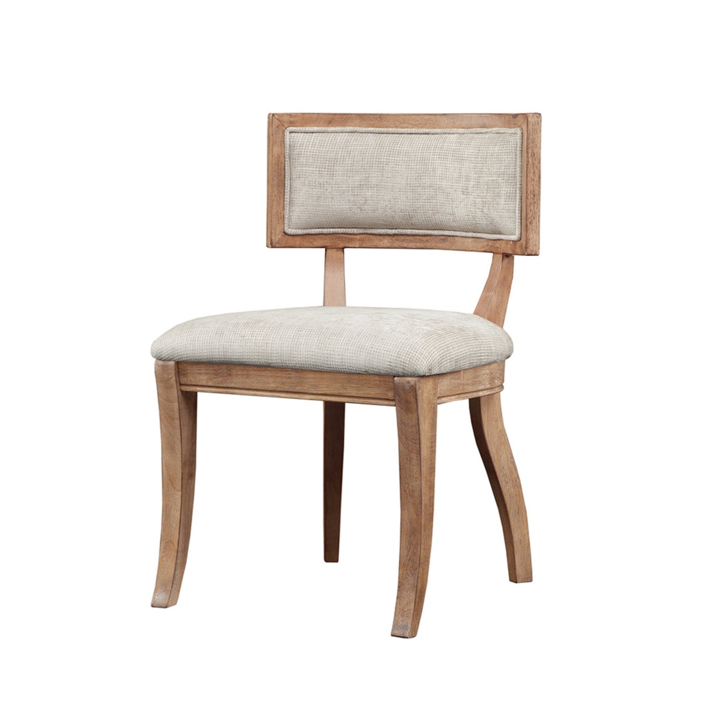 Classic Dining Chair Set of 2 with Curved Back in Wire Brushed Birch Finish