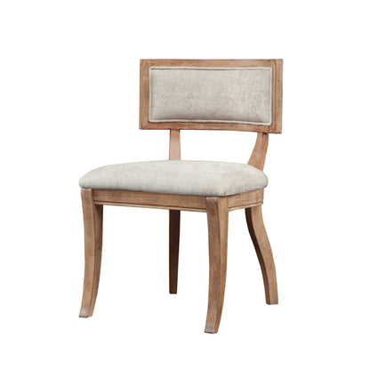 Classic Dining Chair Set of 2 with Curved Back in Wire Brushed Birch Finish