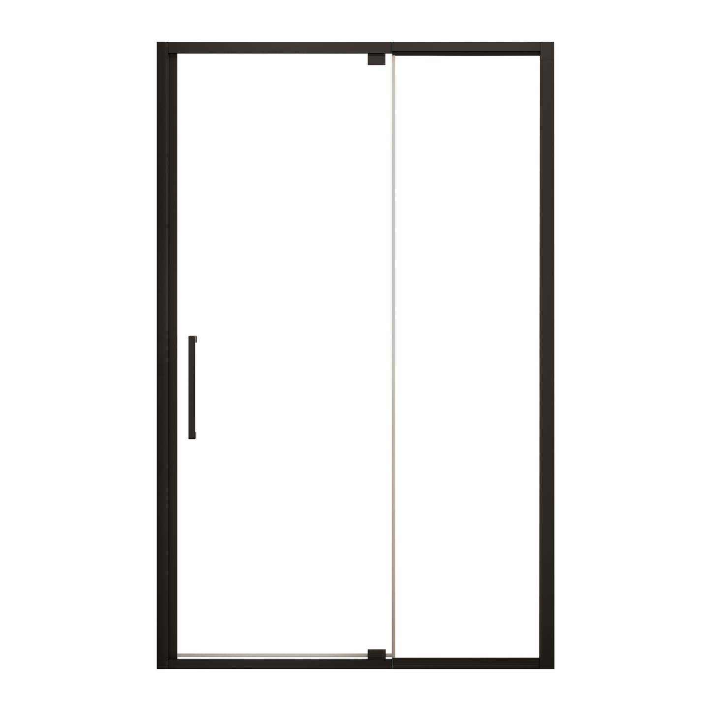 Matte Black Adjustable Shower Door with Clear SGCC Tempered Glass and Aluminium Alloy Frame, 44-48' W x 76' H