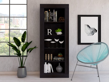 Bookcase with Vertical Design and 5 Storage Shelves, Black