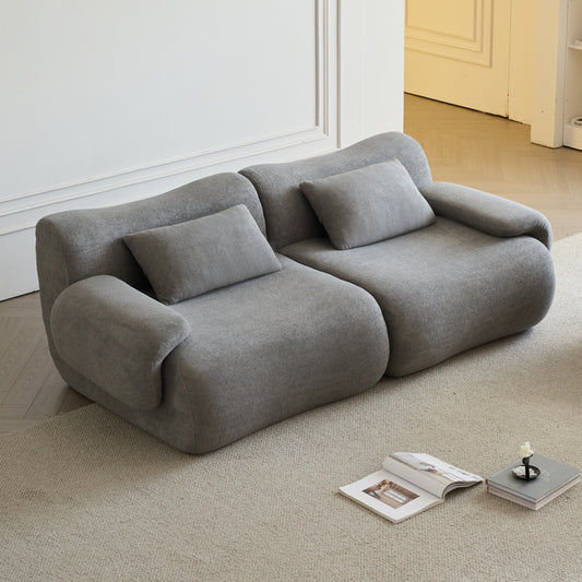Sofa in a Box, Memory Foam 2-Seater Couch, Modern Compression Sofa with Deep Seat, No Assembly Required, Couch for Living Room Bedroom Apartment, Light Grey