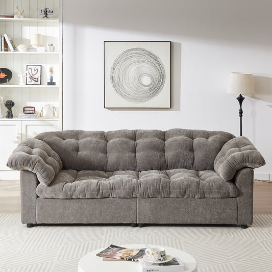 99.2' Chenille Modern Comfort Deep Seat Sofa, Upholstered Fluffy Cloud Sofa Suitable for living rooms, bedrooms, offices and apartments, grey