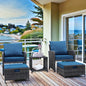 5 Pieces Wicker Patio Furniture Set Outdoor Patio Chairs with Ottomans Conversation Furniture with coffetable for Poolside Garden Balcony