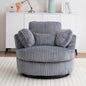 Oversized 360 Degreed Swivel Accent Chair Modern Soft Plush Corduroy Round Barrel Chair for Living Room Bedroom with Pillows, Gray