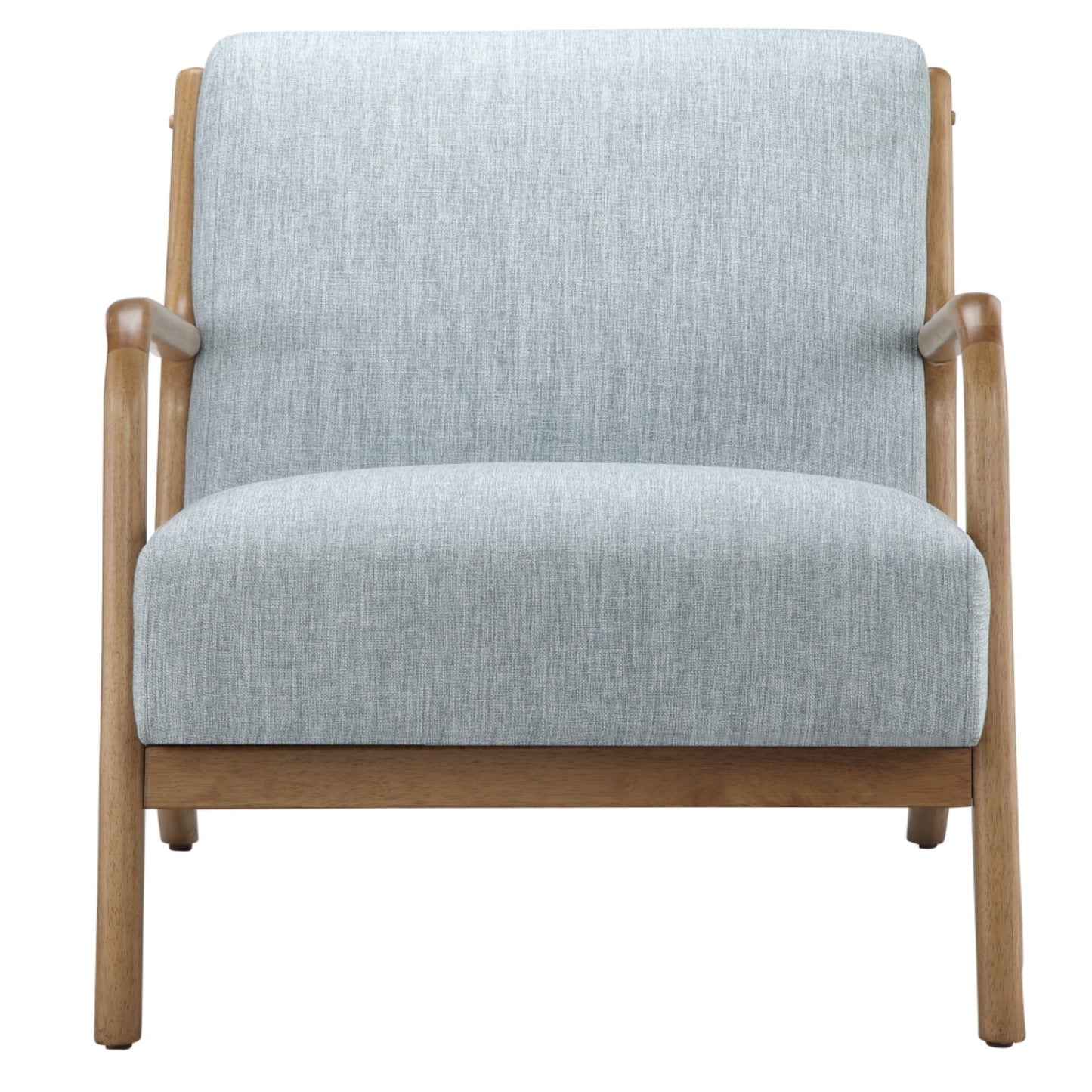 Lounge Chair Mid-Century Style Soft Upholstery Elm Wood Light Blue