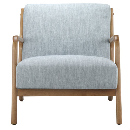 Lounge Chair Mid-Century Style Soft Upholstery Elm Wood Light Blue