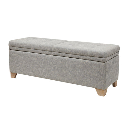 Soft Close Storage Bench Grey Multi-Hued Polyester Solid Wood 52.5'