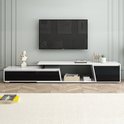 U-Can Modern, Minimalist Rectangle Extendable TV Stand, TV Cabinet with 2 Drawers and 1 Cabinet for Living Room, Up to 100''