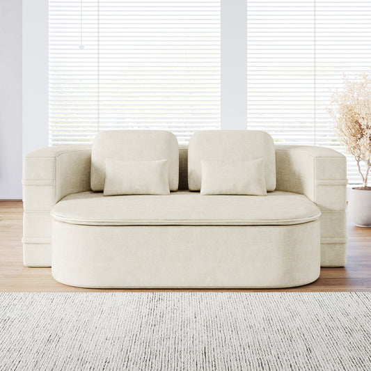 75''2-in-1 Foldable Sofa,Convertible Sleeper Foam Sofa Bed with Multi Functional Blanket, Chenille Floor folding sofa bed,  Floor Sofa Lounge Sofa for Living Room Bedroom Lounge Studio