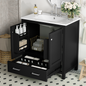 30' Black Bathroom Vanity with Single Sink, Combo Cabinet Undermount Sink, Bathroom Storage Cabinet with 2 Doors and a Drawer, Soft Closing, Multifunctional Storage, Solid Wood Frame