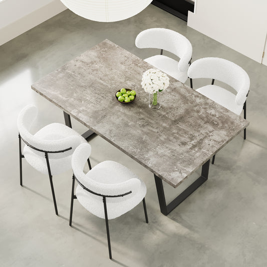 62.9-inch rectangular MDF dining table and chair 4-piece set, stylish dining table, kitchen dining table, sturdy and durable, easy to assemble, suitable for dining with 4-6 people